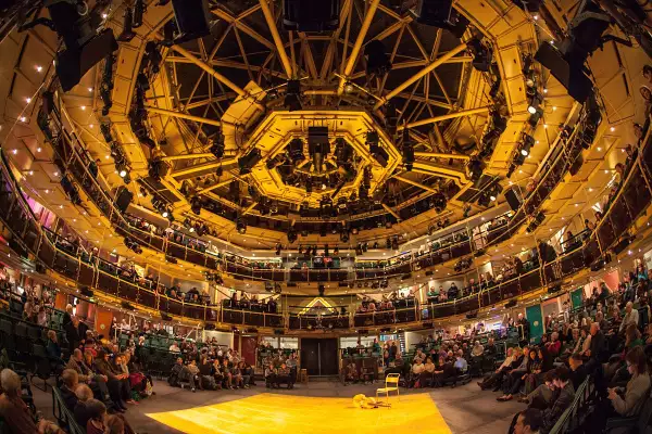 A photo of the interior of the Royal Exchange Theatre with seating shown in the round